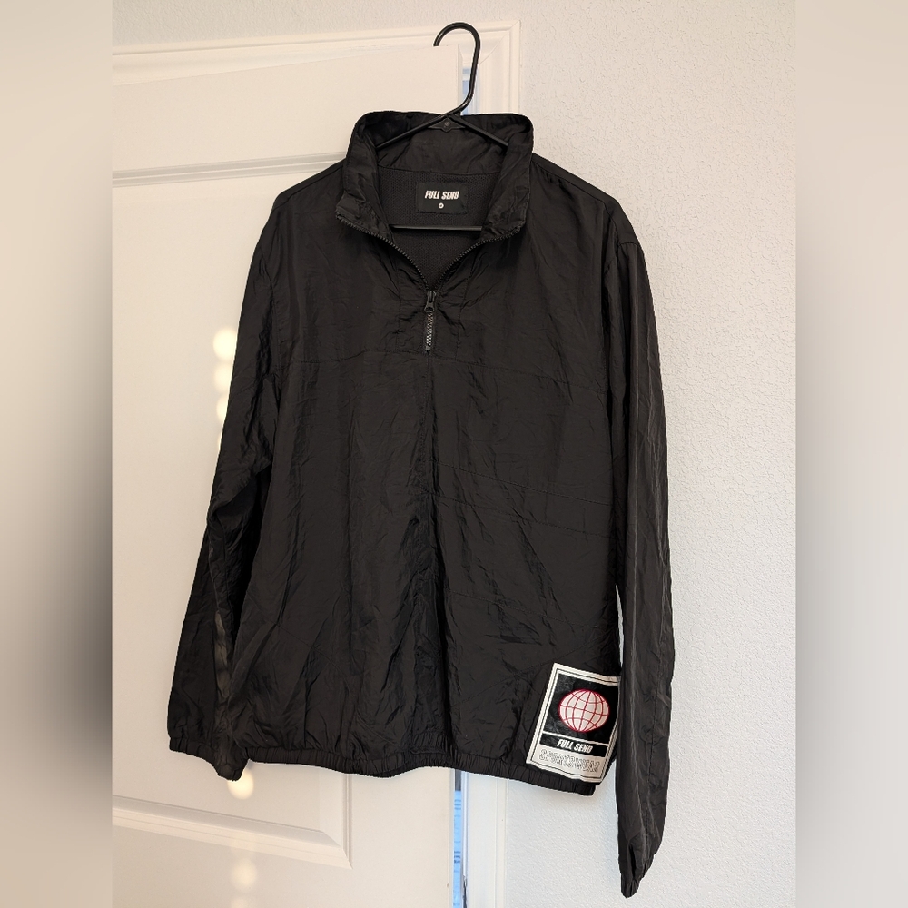 Full Send Black Men's Nylon Quarter-Zip Windbreaker